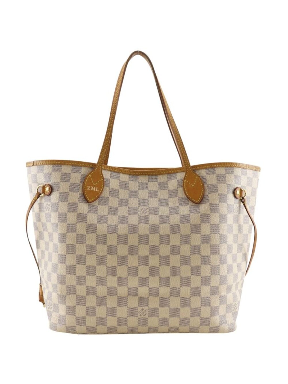 Louis Vuitton Neverfull MM Damier Azur Canvas White Tote Bag